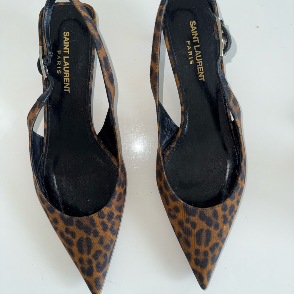 Saint Laurent Brown Leopard Print Heels